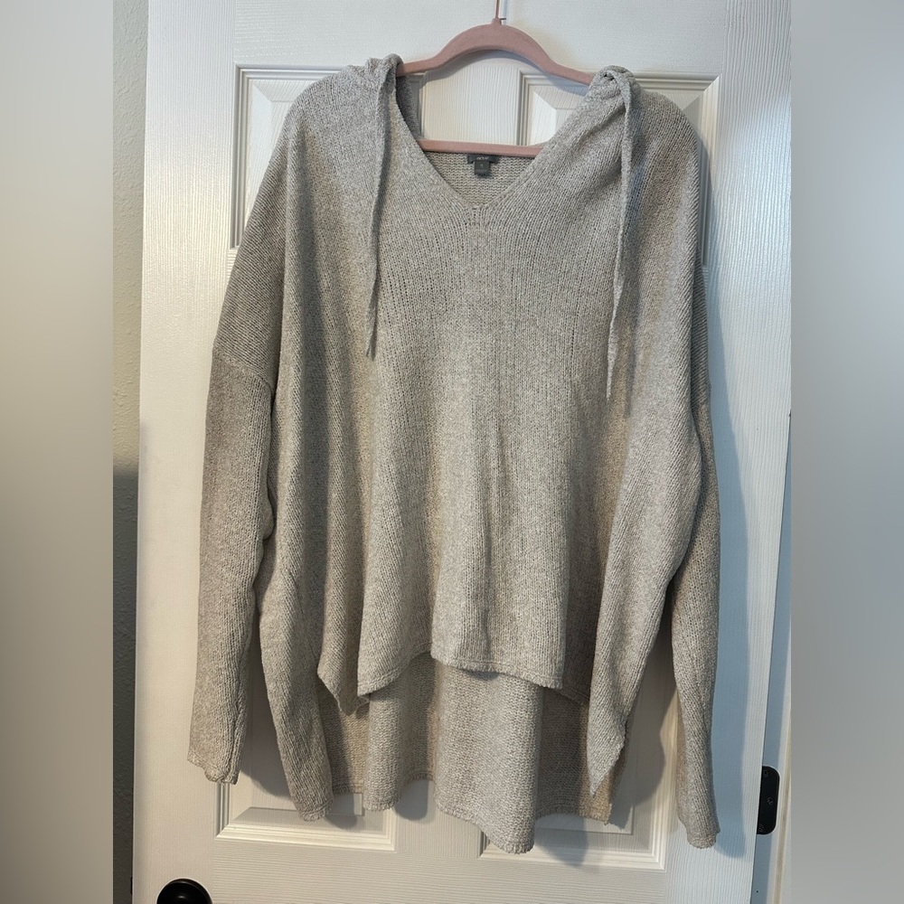 aerie Cream V-Neck Hooded Sweater